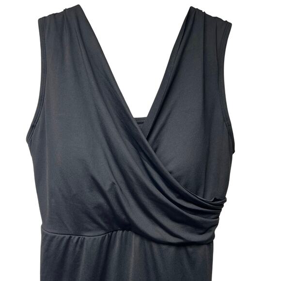 Lands End Black Size 16 Petite Swim Bathing Suit Dress V-Neck Wrap Tummy Control - Picture 4 of 7